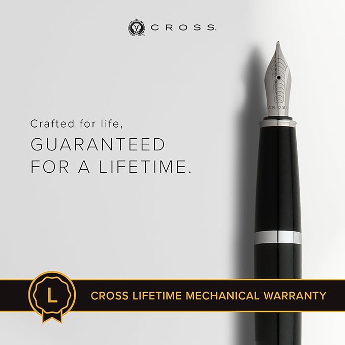 Cross Bailey Refillable Fountain Presented in a Premium Gift Box - Medium Point, Black Ink, Black-DeskLoop Office