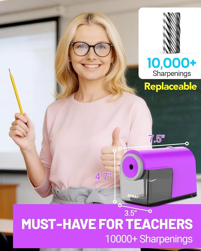 AFMAT Electric Pencil Sharpener, Fully Automatic Pencil Sharpener - Image 6