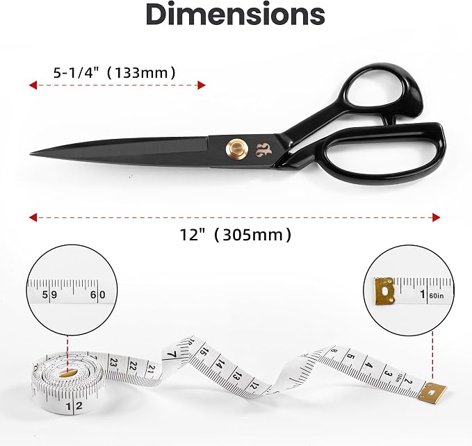 Right-Handed 12 Inch Heavy Duty Tailor Scissors - Image 2