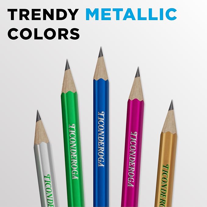 Ticonderoga Wooden Pencils, Pre-Sharpened, #2 HB Soft, Metallic Colors - Image 5