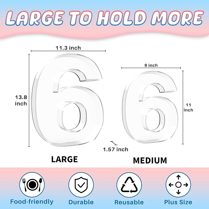 13.8" Extra Large Acrylic Number Charcuterie Board Box, Reusable Fillable - Image 2