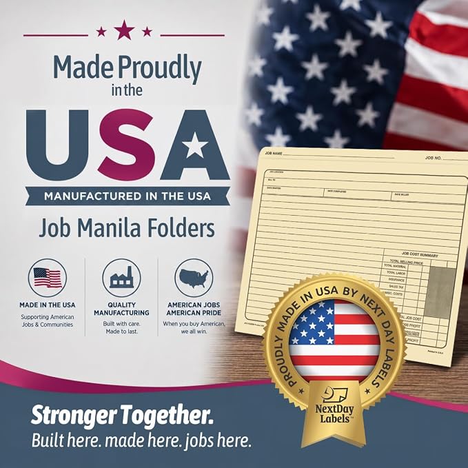 NextDayLabels - Job Folders Manila File Jacket 10" x 12" – Heavy Duty - Made in - Image 2