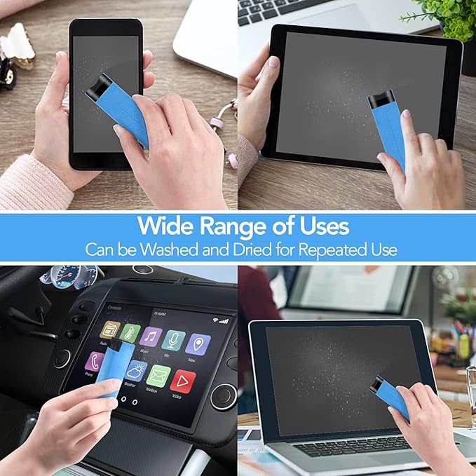 2 Pcs Fingerprint Proof Cleaner, 3 in 1 Touchscreen Mist Spray Wipe Cleaner Soft Fiber Flannel, Safe for All Phones Glasses Tablet Laptop TV Watch Screens (Blue)-DeskLoop Office