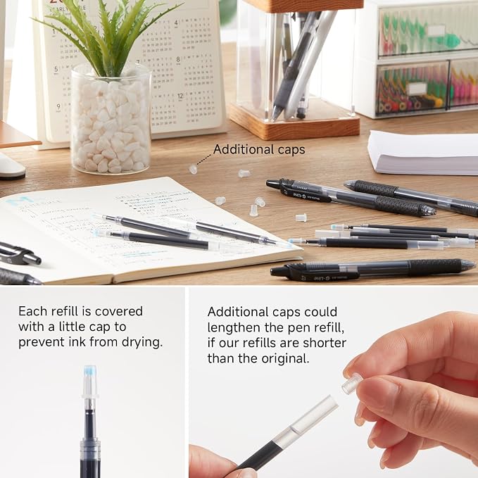 Retractable Gel Pen Refills, Shuttle Art 60 Pack Black Rollerball Gel Ink Pens - Image 2