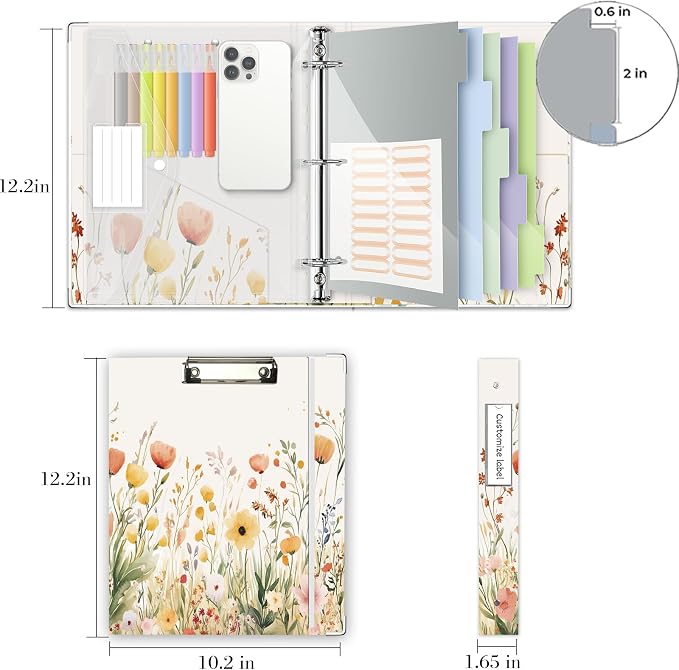 3 Ring 1 Inch Binder Organizer, BVSSX Three Ring Binders - Image 6