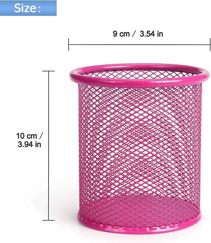 Tamaki Pen Holder Cup for Desk, Wire Mesh Pencil Cup Holder for Desk Office Pen Organizer (Pink)-DeskLoop Office