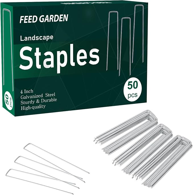 FEED GARDEN 4 Inch 100 Pack Hot-dip Galvanized Landscape Staples 11 Gauge by FEEDGARDEN