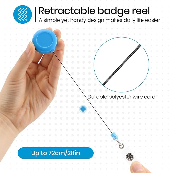 Zonon 100 Pcs Retractable Badge Reel Clips ID Card Holder Reel - Image 4