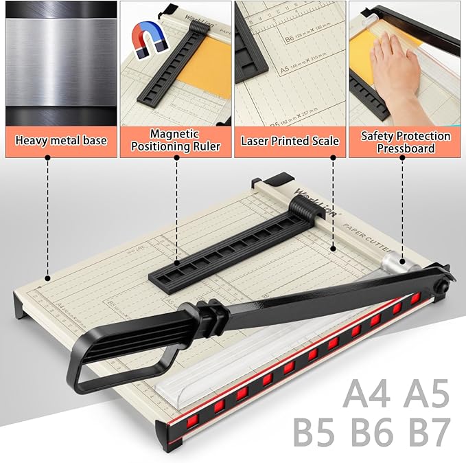 WORKLION Guillotine Paper Cutter A4 – Heavy Duty Paper Trimmer with Safety Guard,15 Sheets Capacity, Precision Guillotine Cutter for Cutting Paper, Card,Photos,Vinyl and More with Ease.-DeskLoop Office