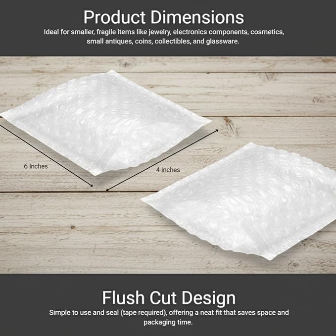 200 Pack Bubble Cushioning Pouches 4" x 6" – Small Bubble Wrap Bags - Image 4