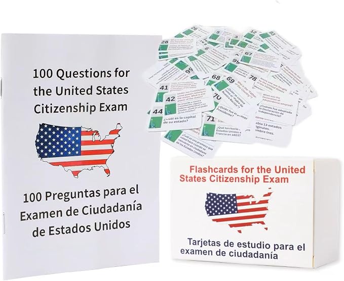 US Citizenship Flash Cards-100 Civics Test Flash Cards Bilingual Booklet Combo by Biodison+%26+Lee