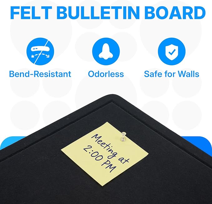 OWLKELA 36 x 24 inch Felt Bulletin Board, Self-Adhesive Pin Board - Image 3
