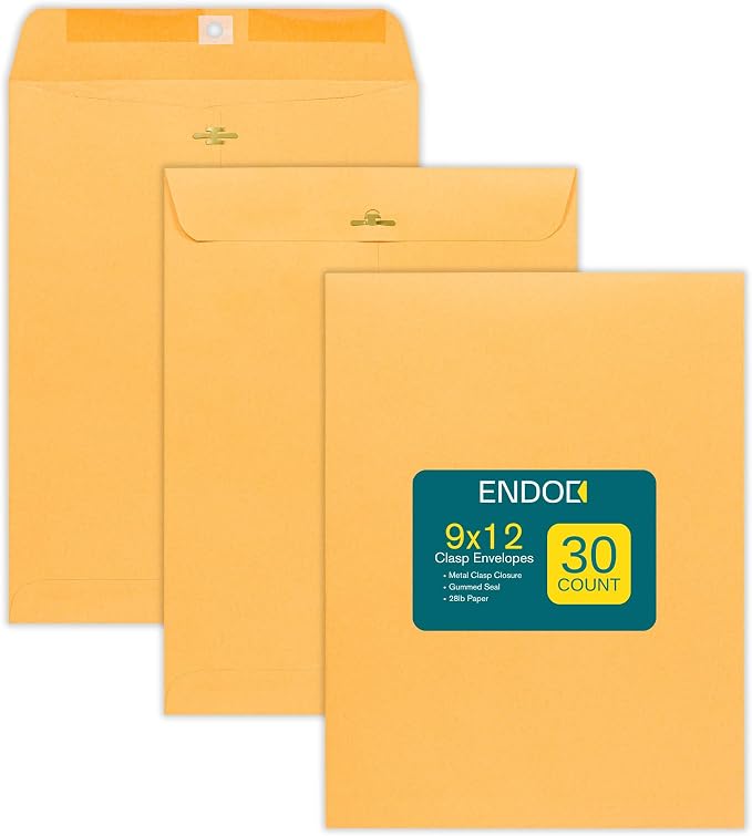 Clasp Envelopes 9x12 Inches Brown Kraft Catalog Letter Envelopes by EnDoc