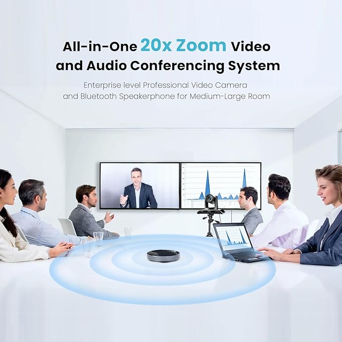 20x Zoom Conference Room Camera System TONGVEO All-in-1 Video and Audio Conferencing System 20X Optical Zoom USB3.0 HDMI PTZ Camera and Conference speaker with microphone Bundle for large Meeting Room-DeskLoop Office
