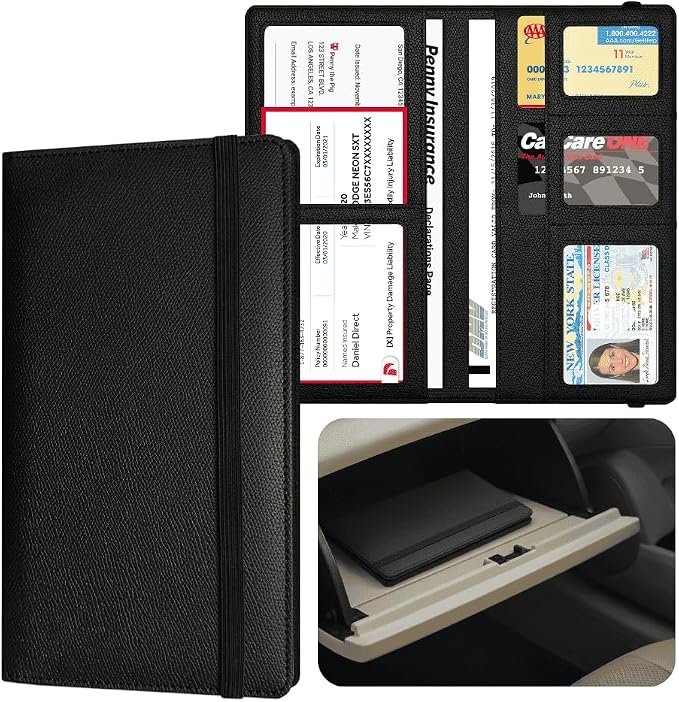 LINTRU 6-Pocket Car Registration & Insurance Card Holder by LINTRU