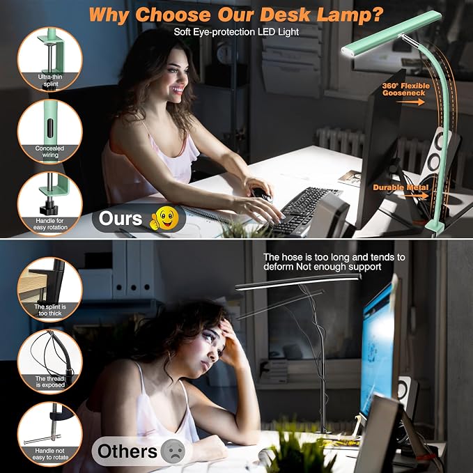 Airlonv LED Desk Lamp for Office Home, Eye-Caring Desk Light - Image 4