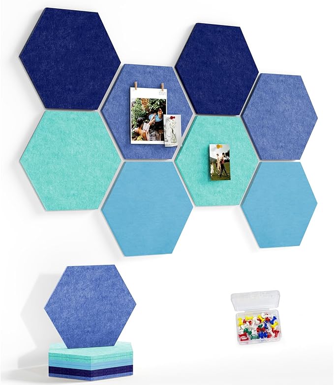 8 Pack Hexagon Felt Bulletin Board Tiles by Uoisaiko