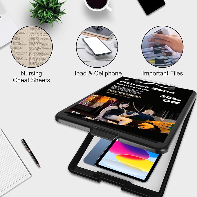 6PCS Black Clipboard with Storage, 8.5x11 Plastic Clip Boards with Storage - Image 6