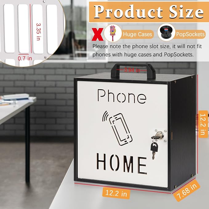 Cell Phone Holder Classroom 33 Slots Wooden Cell Phone Storage Cabinet Pocket - Image 2
