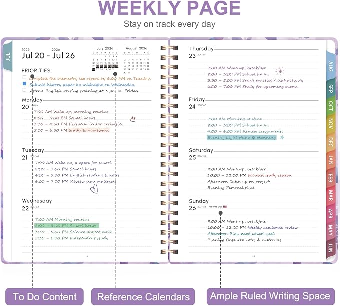 Planner 2026-2027, Weekly and Monthly Academic Planner, July 2026 - Image 2