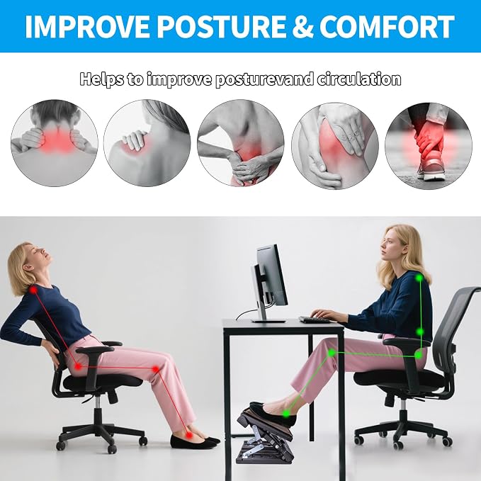 Scalebeard Foot Rest for Under Desk at Work, Height Adjustable Infinite Angle - Image 2