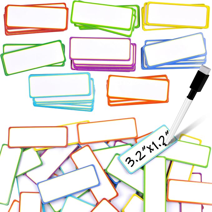 80 Pack Magnetic Dry Erase Labels 8 Colors 3.2"x1.2" Magnetic Labels Reusable by FPMYB