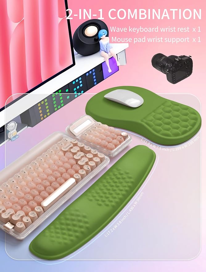 Hokafenle 2in1 Combination, Wave Keyboard Wrist Rest and Ergonomic Curvature - Image 5