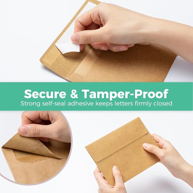 Ohuhu Blank Brown Kraft Cards and Envelopes 100 Pack - Image 7