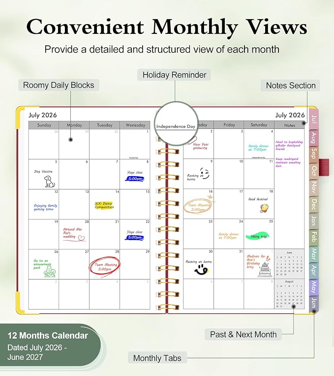 Academic Planner 2026-2027, Hardcover Weekly and Monthly Calendar Planner from - Image 2