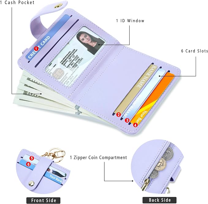 Airkit Small Wallet Women RFID, PU Leather Card Holder - Image 2