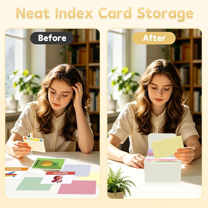 DHATMYC 4x6 Index Card Organizer Holder File Box 3x5 Inch Note Flash Card - Image 5