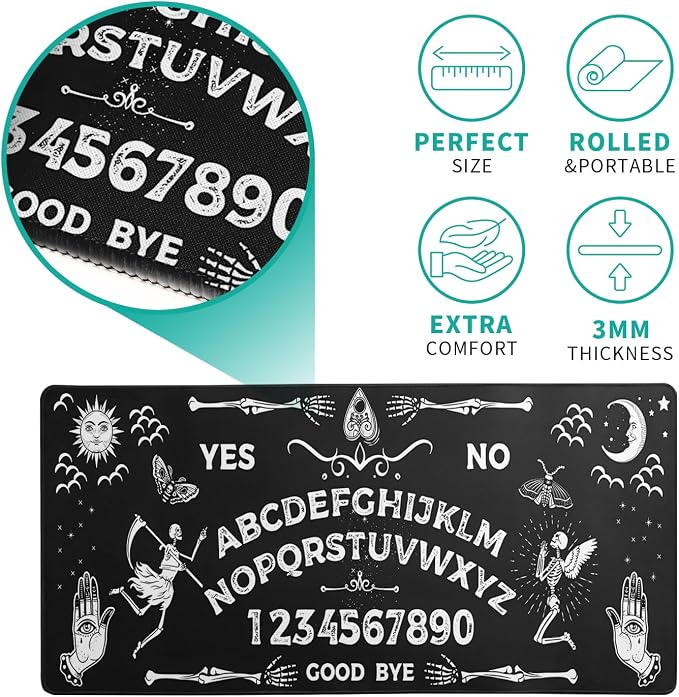 Mysterious Spirit Goth Gaming Mouse Pad 27.6x11.8 Inch Large Desk Mat Black - Image 5