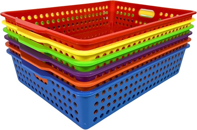 4E's Novelty 6 Pcs Colorful Plastic Classroom Storage Bins 13.75" X 10.25" - Image 8