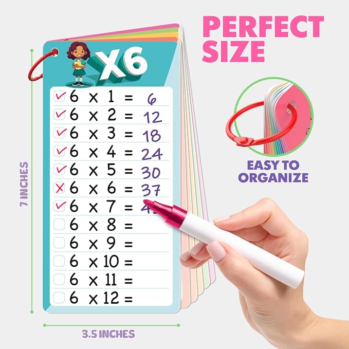 SCRIBBLEDO Dry Erase Multiplication Flash Cards Math 0-12 2nd 3rd 4th Grade - Image 4