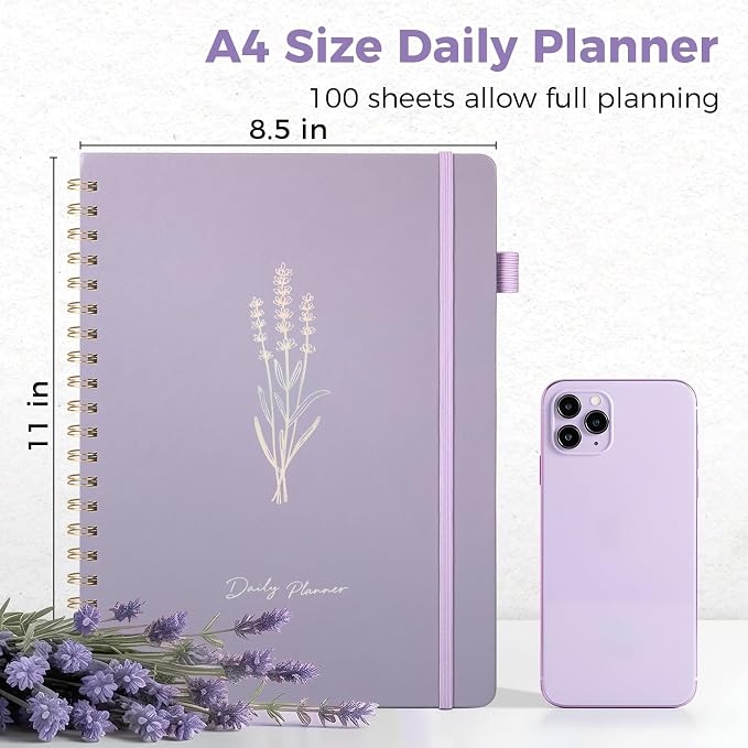 Oucaru Undated Daily Planner, A4 Size Spiral Notebook - Image 2