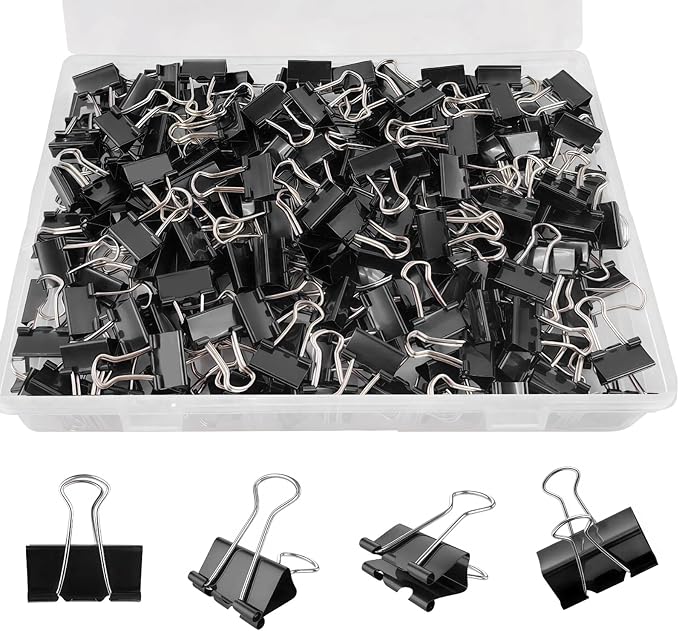 180 Pcs Small Binder Clips Black, 0.59 in/15mm Mini Binder Paper Clips by Unknown
