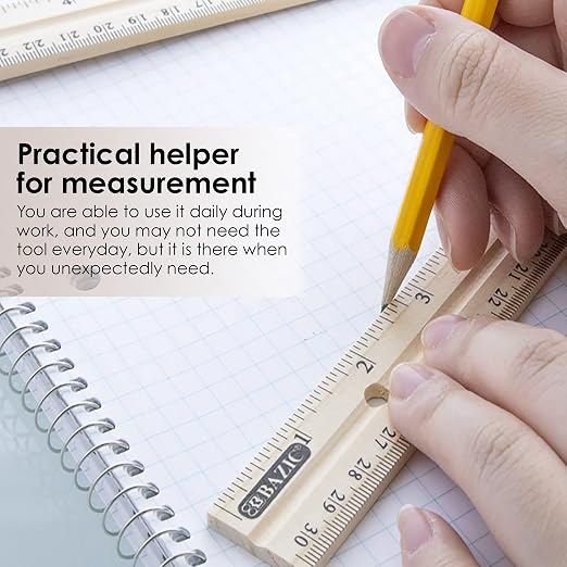 BAZIC Products 12 in Wooden Ruler, Inch & Metric, 24-Box | 12 in; clear inch - Image 3