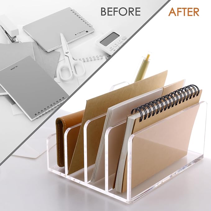 SANRUI Acrylic Mail Organizer, 5 Compartments File Holder - Image 8