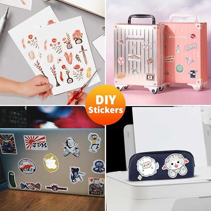 Printable Sticker Paper – 100 Sheets 8.5 x 11 Full Sheet Labels, Matte Self - Image 6