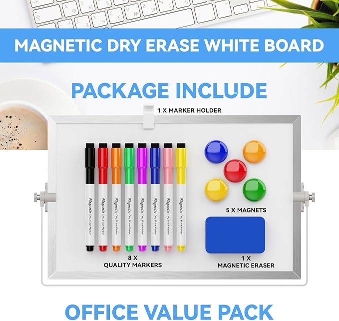 Dry Erase White Board, Cazeyoo Magnetic Desktop Whiteboard 8 x 12inch - Image 2