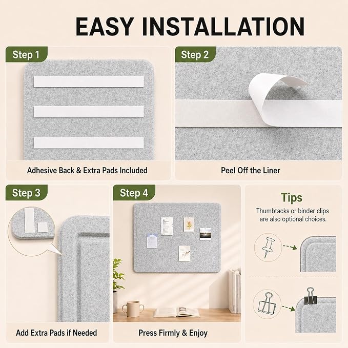 Large Felt Bulletin Board for Wall, Foldable Pin Board, Home Planning, Photos & - Image 5
