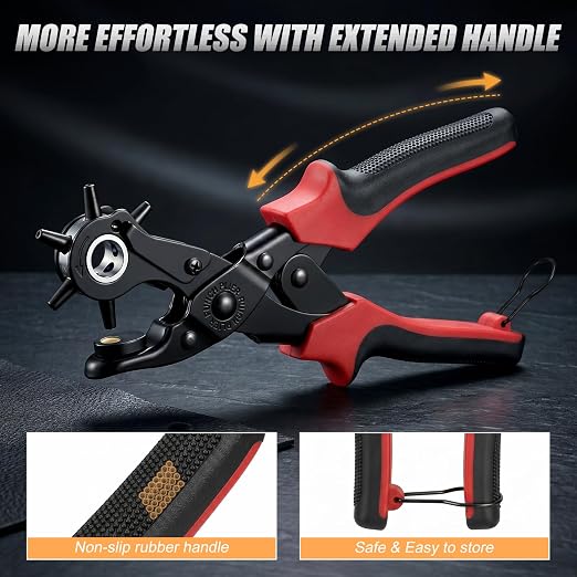 XZQTIVE 6 Sizes Heavy Duty Revolving Punch Plier Kit, Double Lever Labor-Saving - Image 7