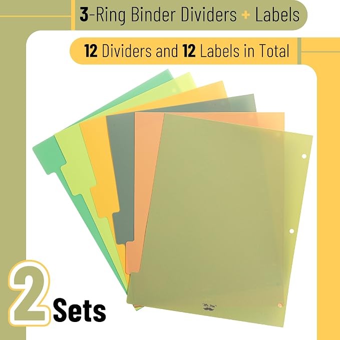 Mr. Pen- Dividers for 3 Ring Binder, 2 Sets, 6 Pack/Set, Binder Dividers - Image 4
