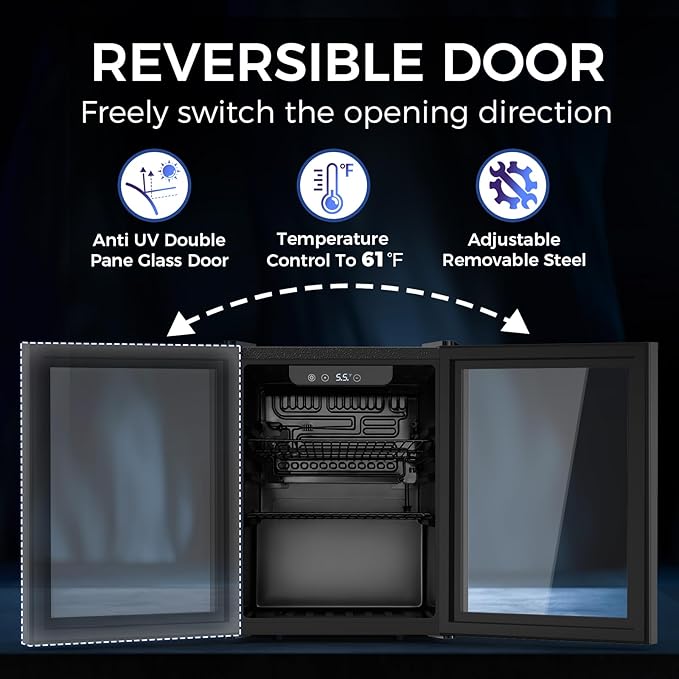 68 Cans Beverage Refrigerator Cooler, 1.7 cu.ft Mini Fridge Glass Door Drink Cooler for Beer, Soda,Wine, Digital Temperature Control for Home Office Bar-DeskLoop Office