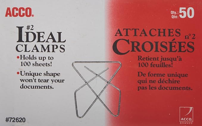 ACCO Ideal Butterfly Paper Clamps, Steel Wire, Small 1.5 Inch Size, 100 Sheet - Image 2