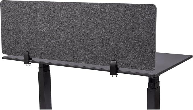 Stand Up Desk Store ReFocus Raw Clamp-On Acoustic Desk Divider Mounted Privacy by SStandUpDeskStore