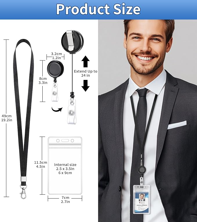 Teskyer Retractable Lanyards for ID Badges, 5 Pack | Durable Nylon Lanyard - Image 5
