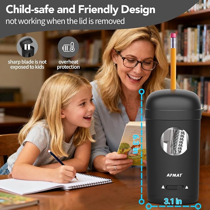 AFMAT Electric Pencil Sharpener, Fully Automatic Pencil Sharpener - Image 6