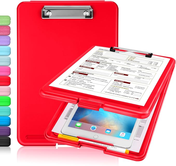 Sooez Clipboard with Storage, Plastic Storage Clipboards with Low Profile Clip by Sooez