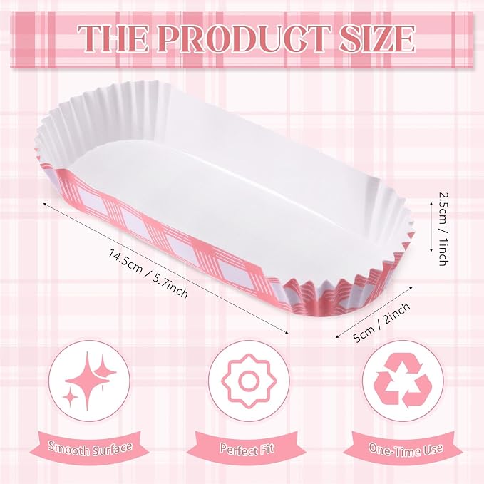 Yinkin 300 Pcs Paper Hot Dog Trays Valentine's Day 6 Inch Food Trays Concession - Image 2